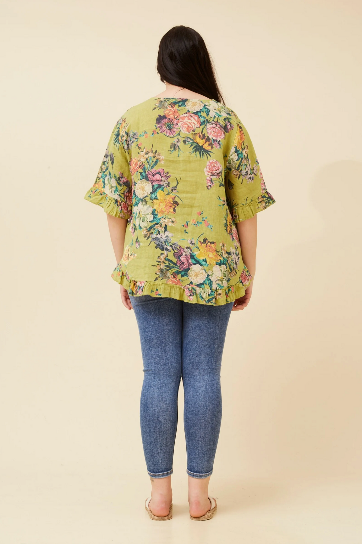Bottega Moda Short Sleeve Elbow Length Floral Print Top