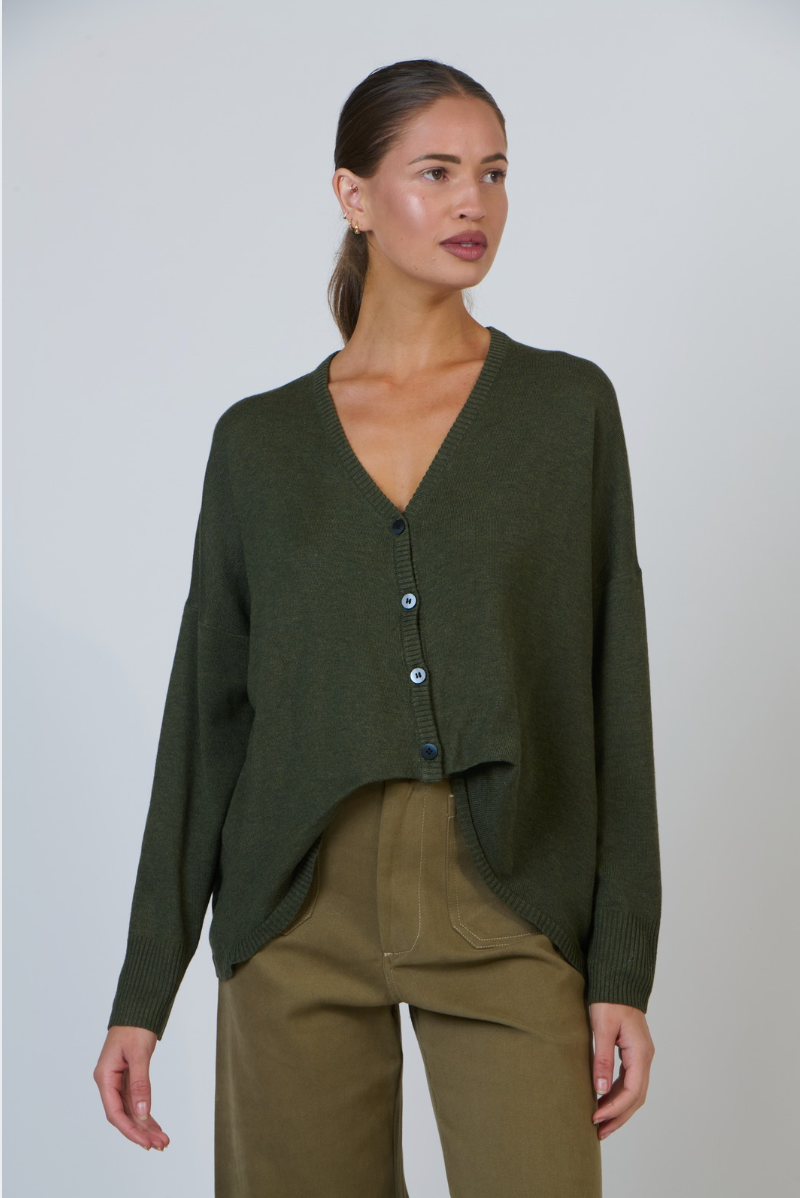Namastai V Neckline Cardigan in Sludge