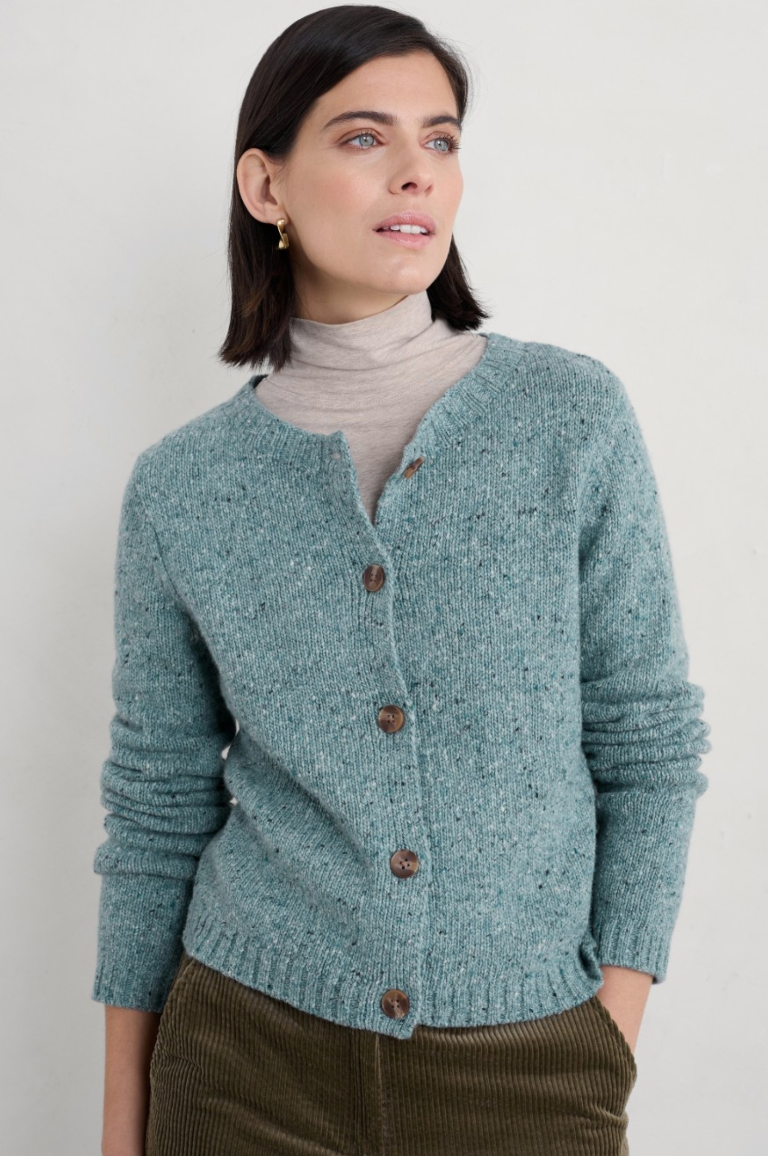 Seasalt Cornwall Dawson Pick Cardigan Merino in Lichen