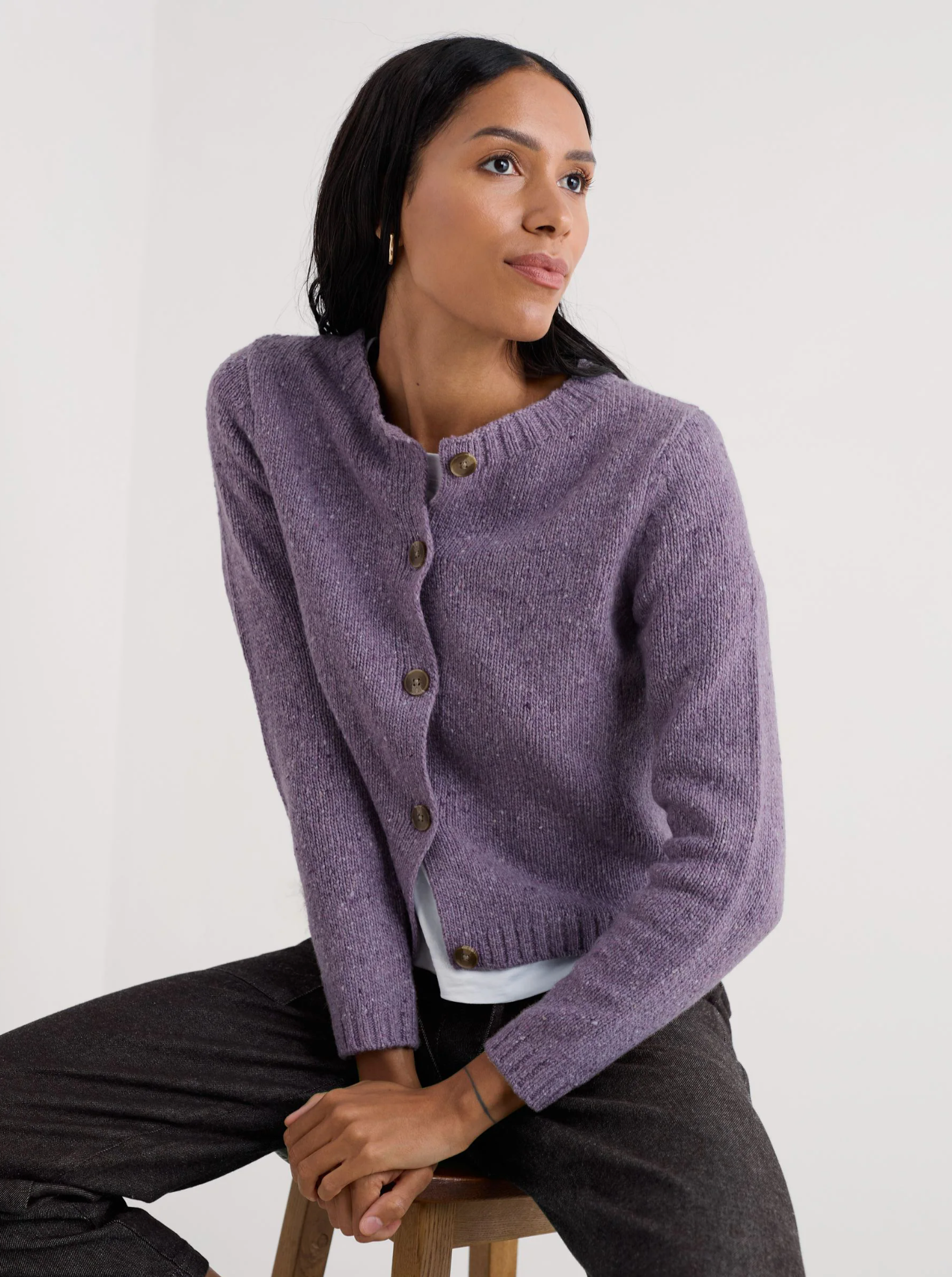 Seasalt Cornwall Dawson Pick Cardigan Merino in Grape