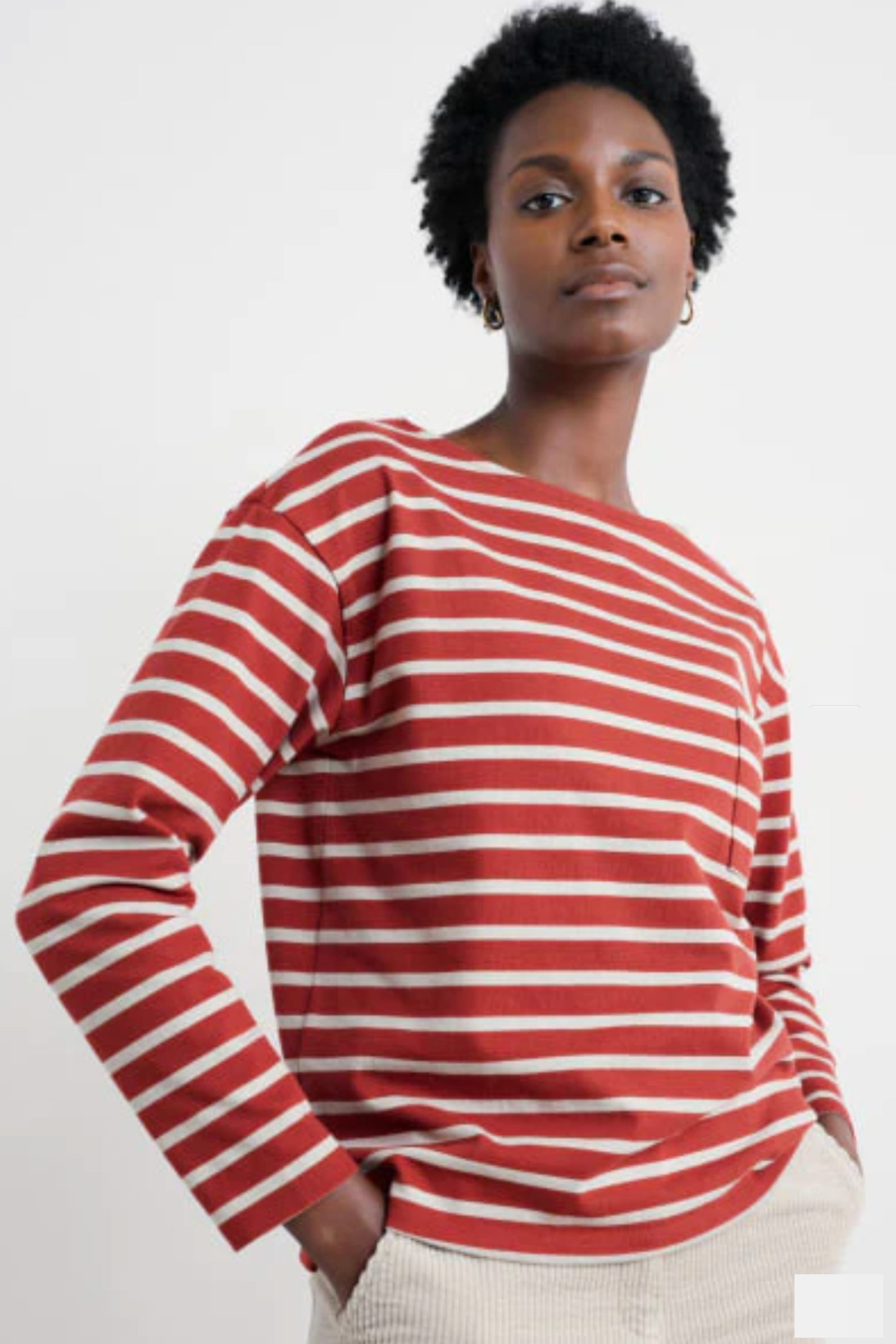 Seasalt Cornwall Beach Boat Top in Breton Red Sail Chalk