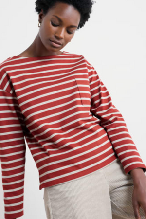 Seasalt Cornwall Beach Boat Top in Breton Red Sail Chalk