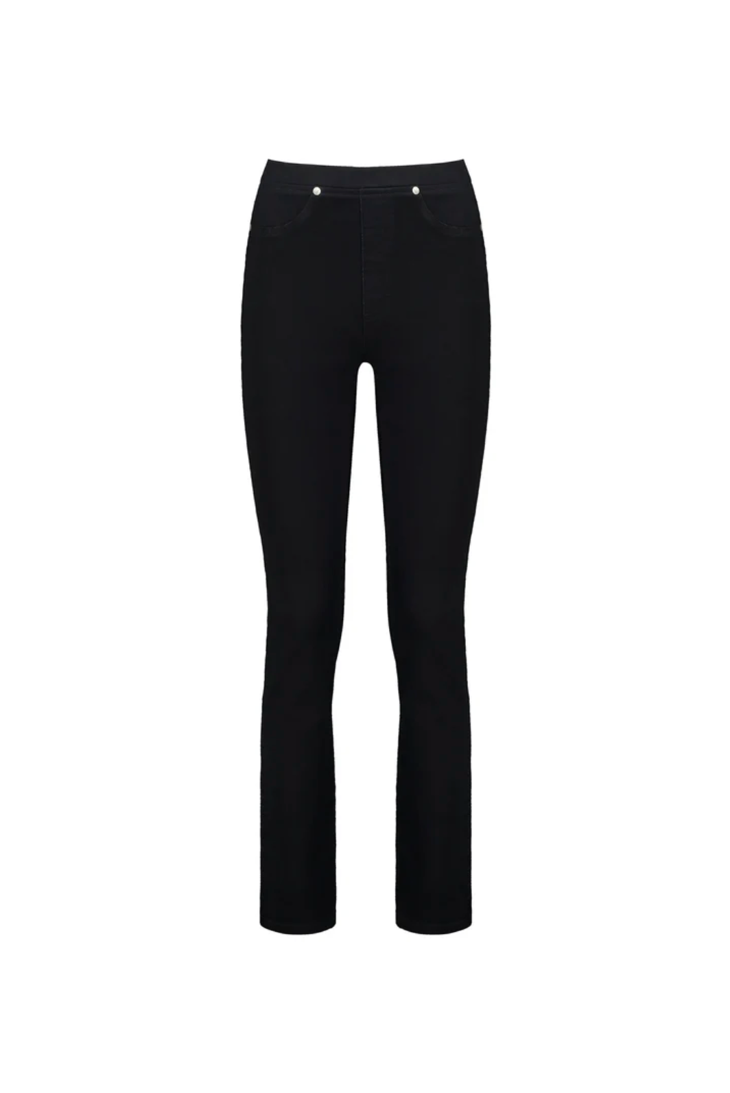 Vassalli Bay Pull on Slim Leg Full Length Pant in Black Denim