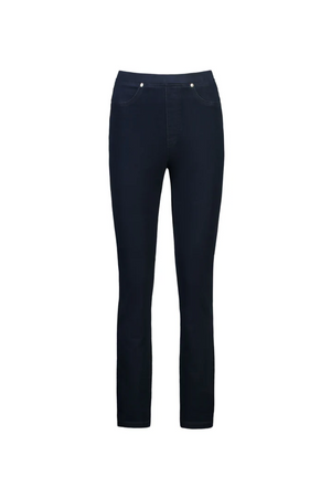 Vassalli Bay Pull on Slim Leg Full Length Denim Pant in Indigo Denim