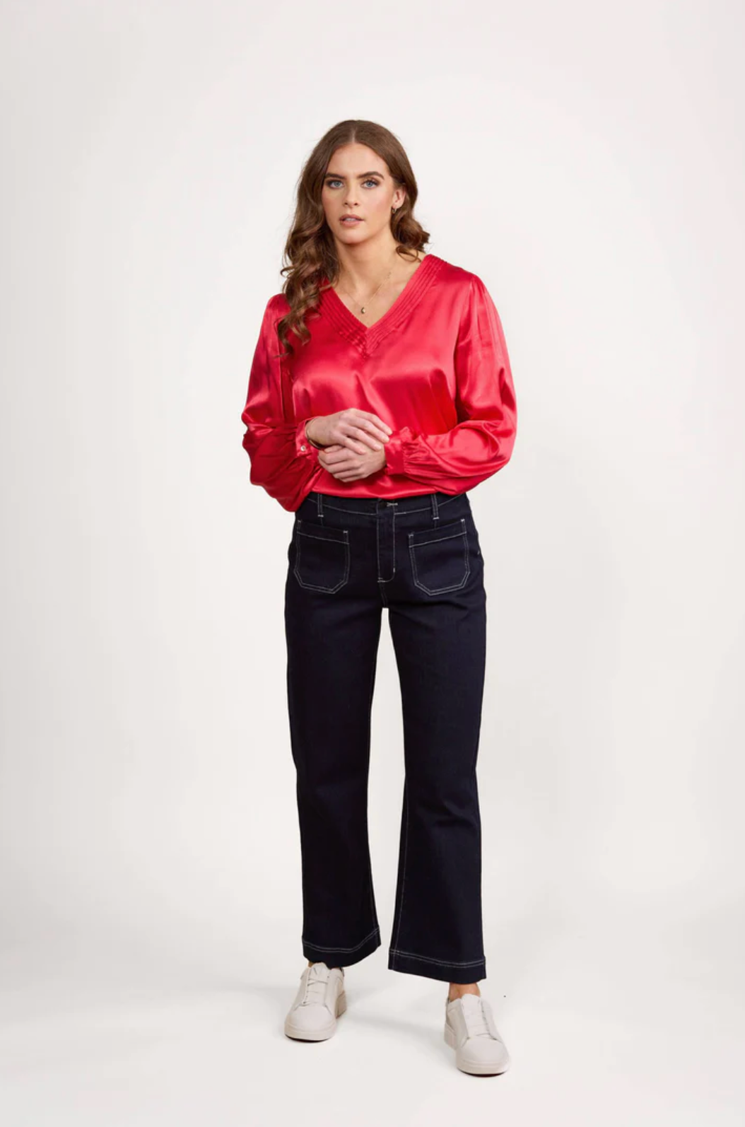 Vassalli Daily Straight Leg Ankle Grazer Jean in Blue Ink Denim