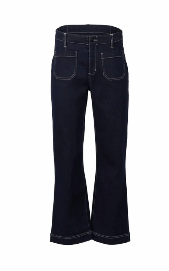 Vassalli Daily Straight Leg Ankle Grazer Jean in Blue Ink Denim