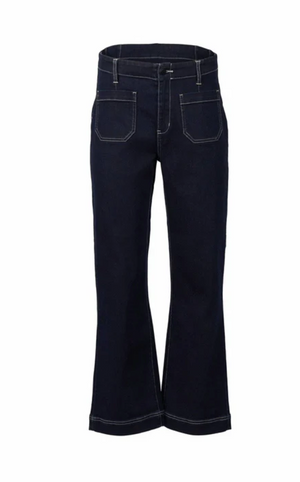 Vassalli Daily Straight Leg Ankle Grazer Jean in Blue Ink Denim