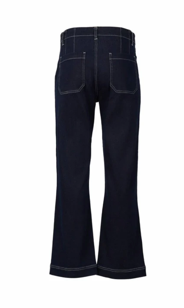 Vassalli Daily Straight Leg Ankle Grazer Jean in Blue Ink Denim