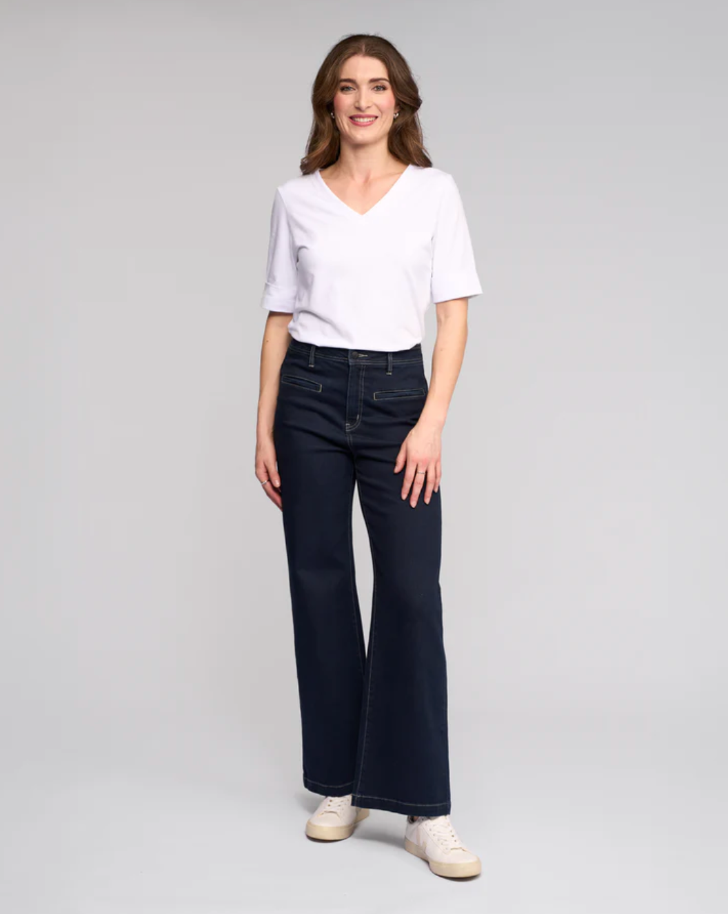 Vassalli Peace Wide Leg Full Length Jean in Ink Denim