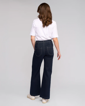Vassalli Peace Wide Leg Full Length Jean in Ink Denim