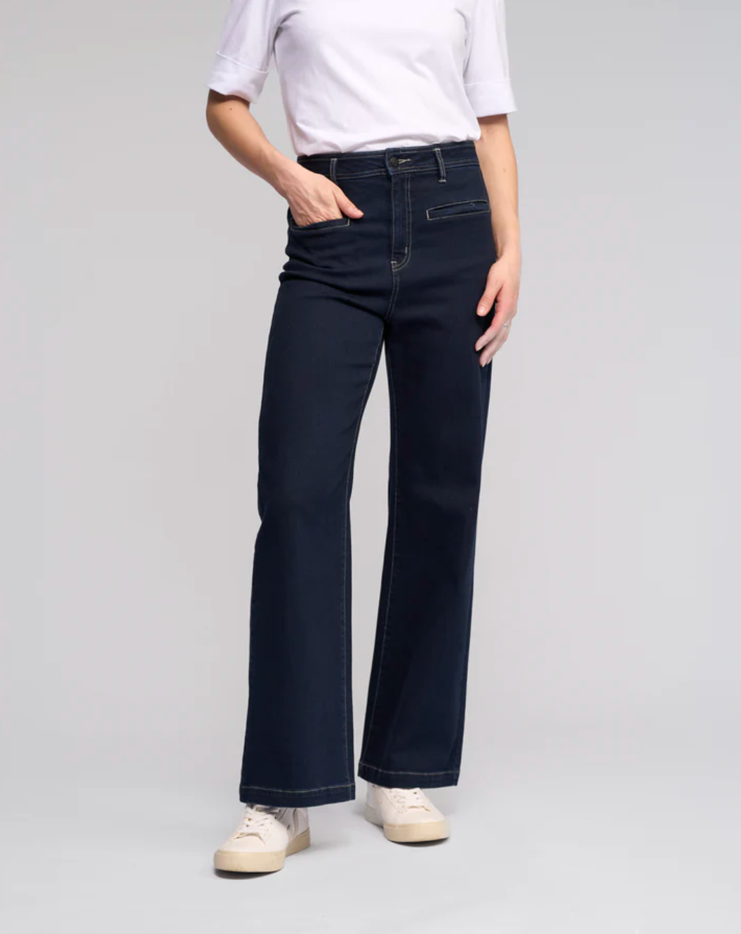 Vassalli Peace Wide Leg Full Length Jean in Ink Denim