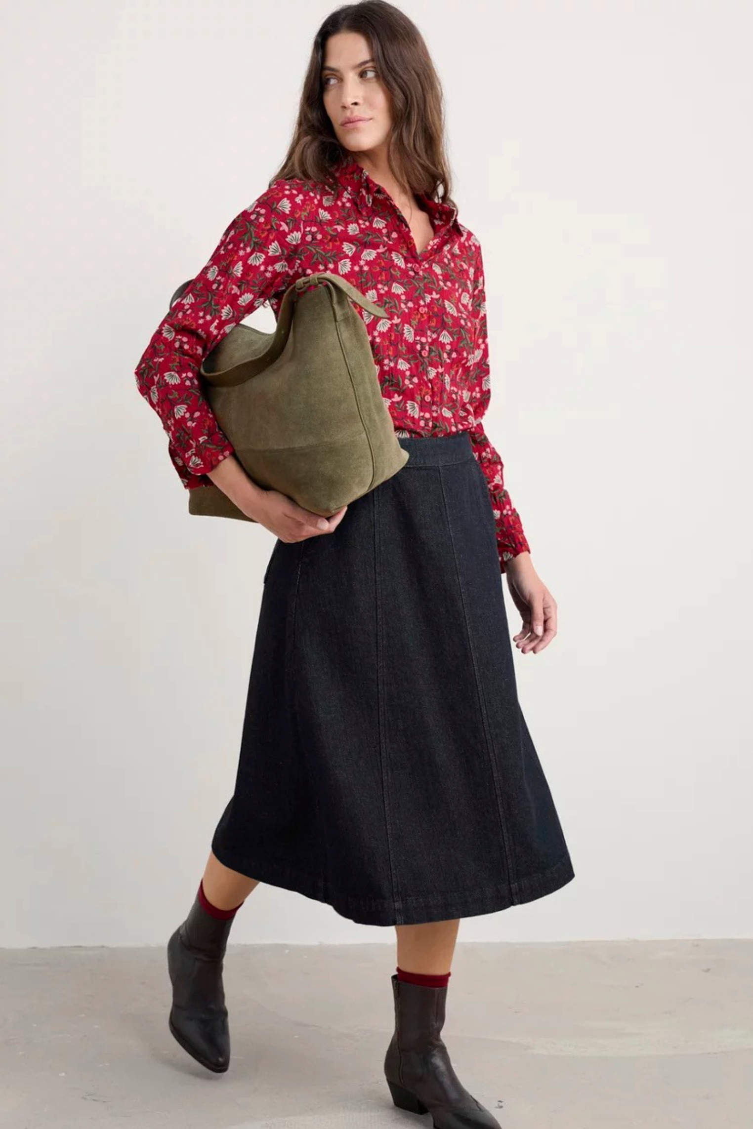 Seasalt Cornwall Larissa Shirt in Winter Wildflower Carmine