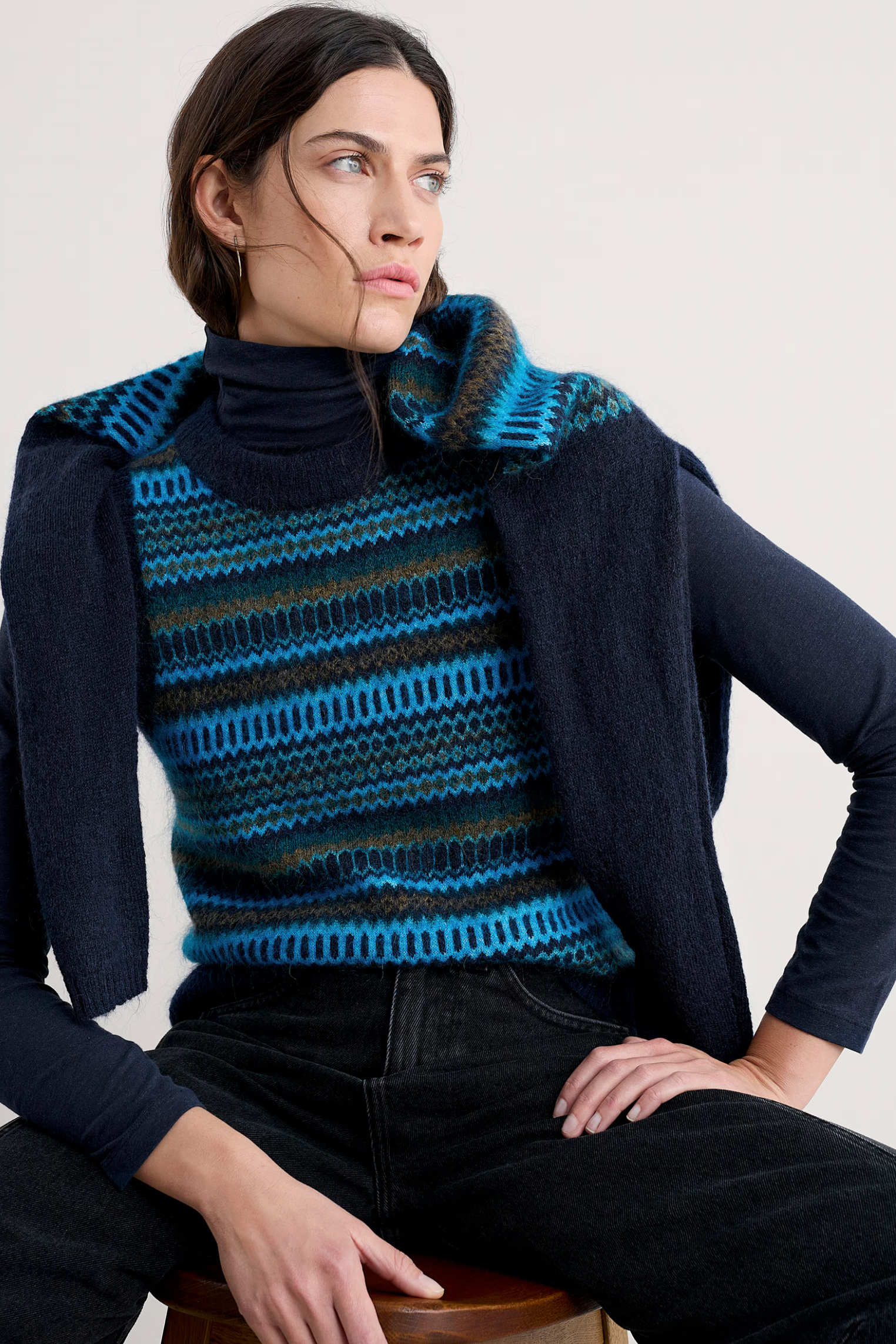 Seasalt Cornwall Annik Vest in Modernist Cyan Multi