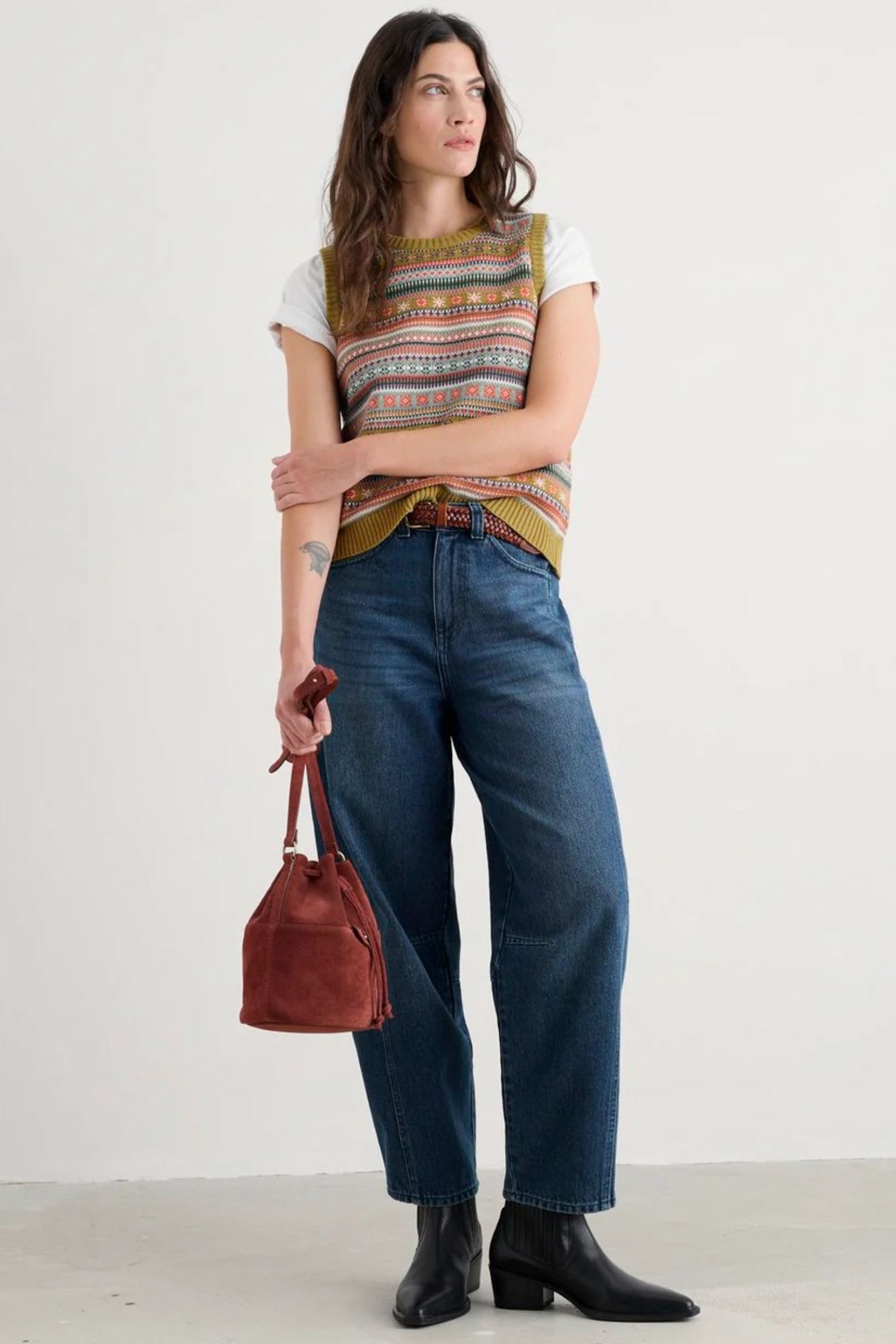 Seasalt Cornwall Cove Cottage Vest in Carved Relief Pear Multi