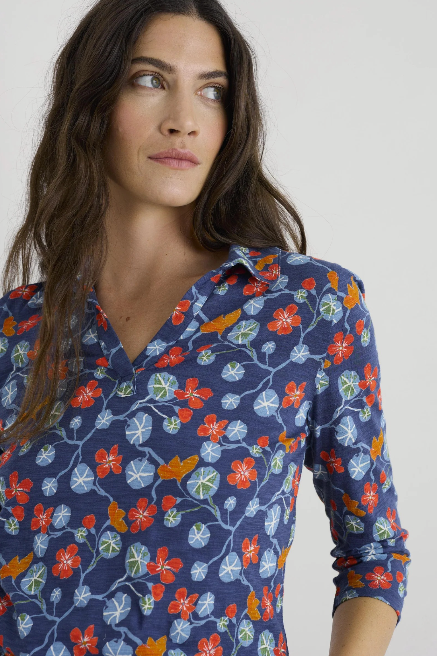 Seasalt Cornwall Wavecrest Shirt in Winding Nasturtiums Squall