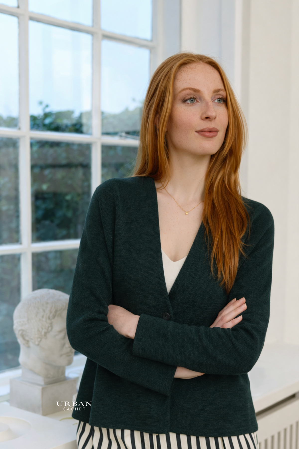 Mansted Denmark Laura Slub Cardi in Cold Green