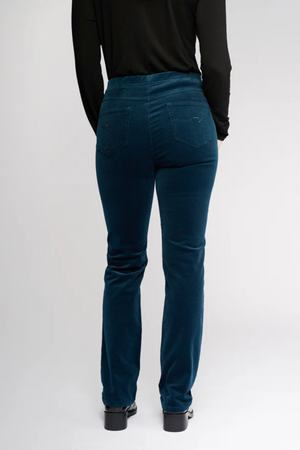 Vassalli Bay Cord Pull on Slim Leg Full Length Pant in Petrol BESTSELLERS