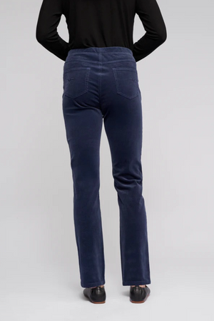 Vassalli Bay Cord Pull on Slim Leg Full Length Pant in Slate BESTSELLERS