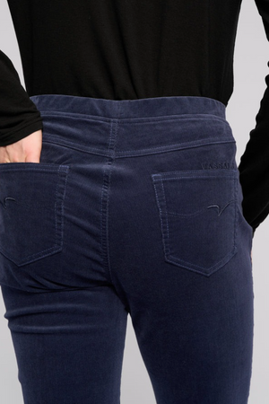 Vassalli Bay Cord Pull on Slim Leg Full Length Pant in Slate BESTSELLERS