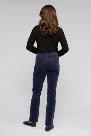 Vassalli Bay Cord Pull on Slim Leg Full Length Pant in Slate BESTSELLERS