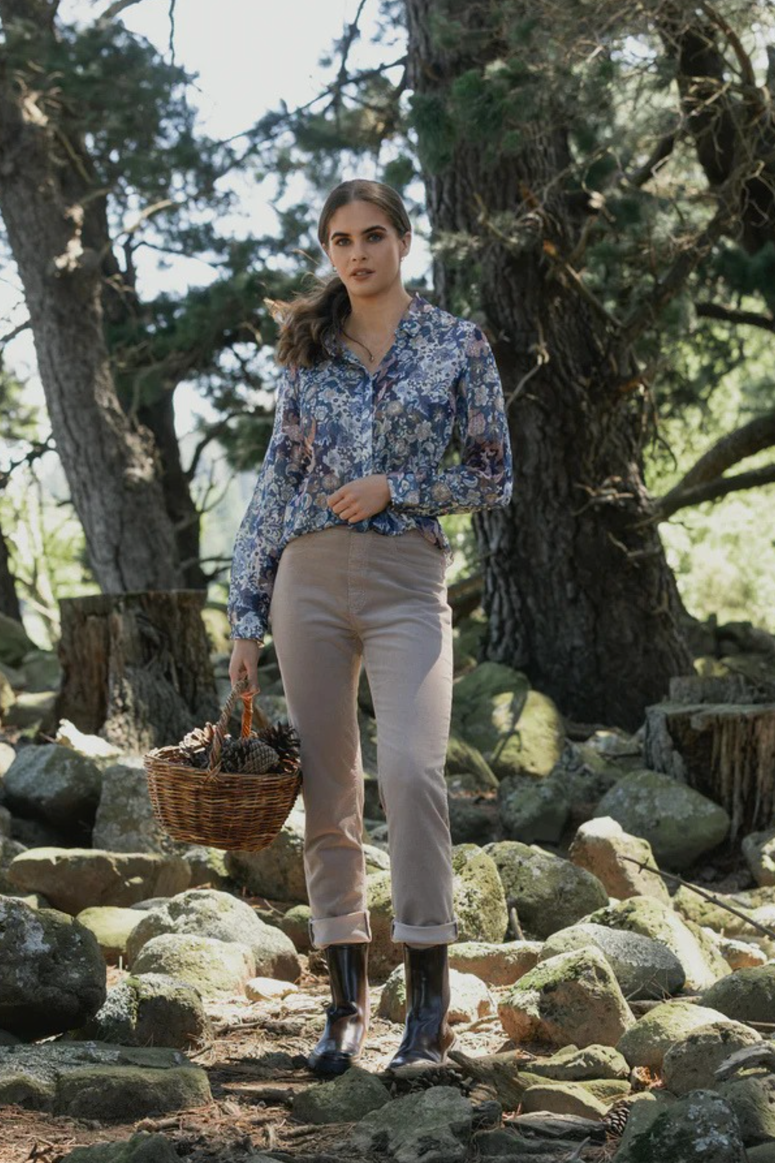 Vassalli Bay Cord Pull on Slim Leg Full Length Pant in Twig BESTSELLERS