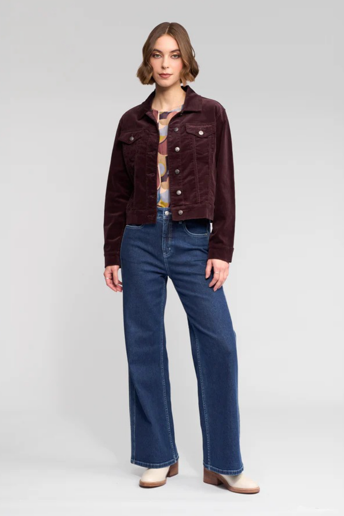 Vassalli Core Pinwale Denim Jacket in Merlot