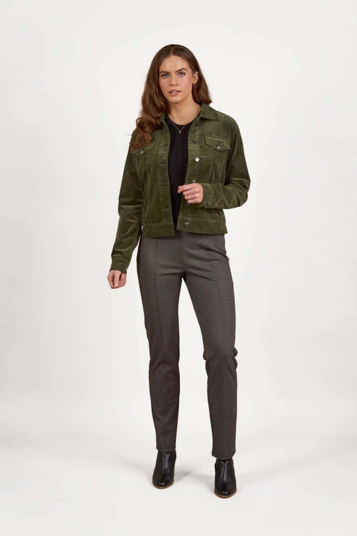 Vassalli Core Pinwale Denim Jacket in Deep Sage