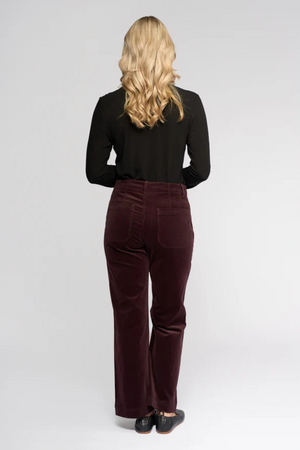 Vassalli Daily Cord Straight Leg Ankle Grazer Jean in Merlot
