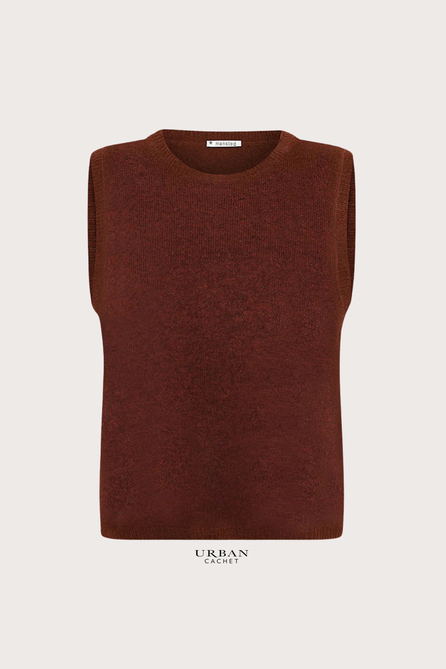 Mansted Denmark Mitos Lambswool Crew Vest in Spice