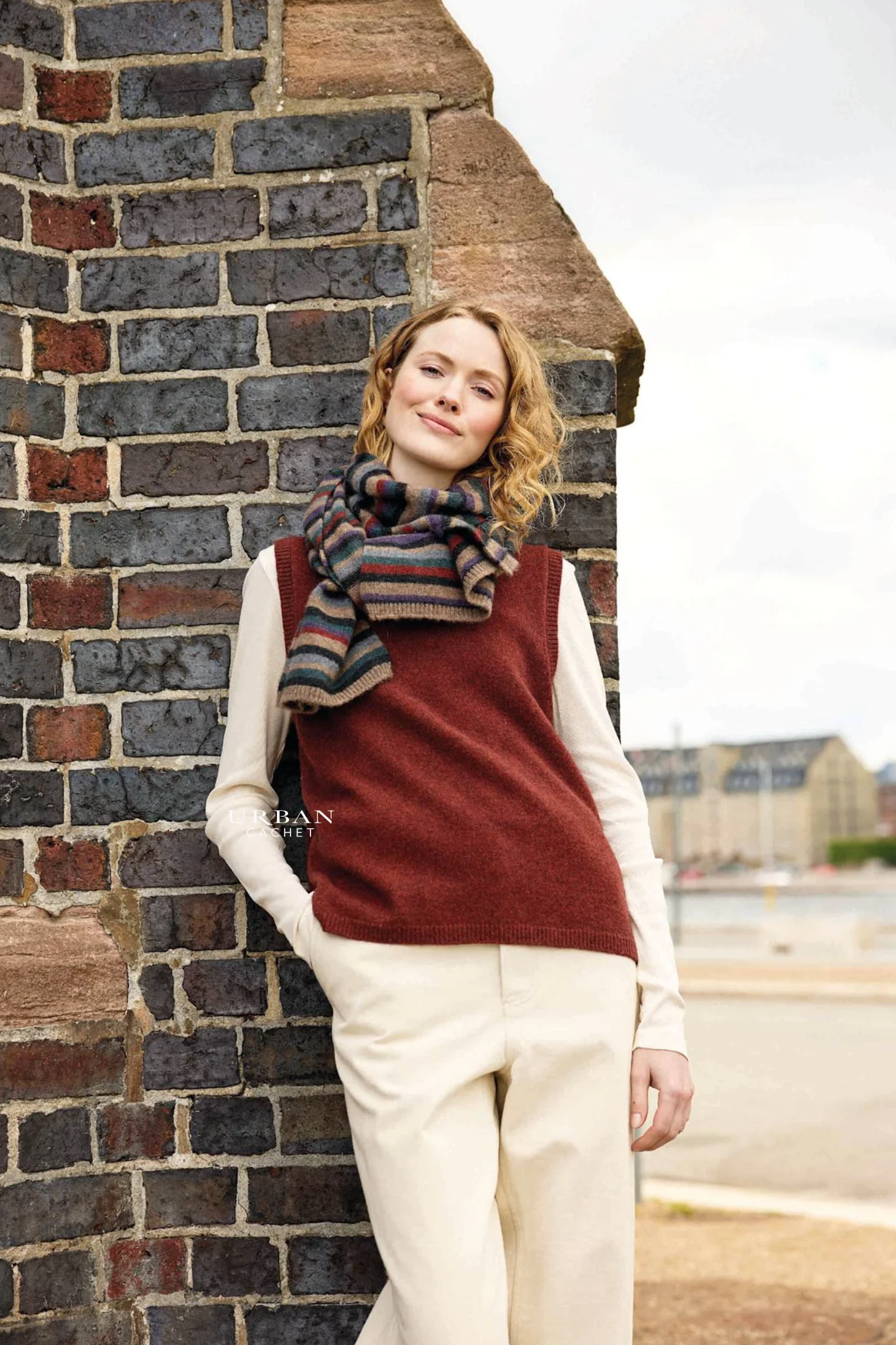 Mansted Denmark Mitos Lambswool Crew Vest in Spice