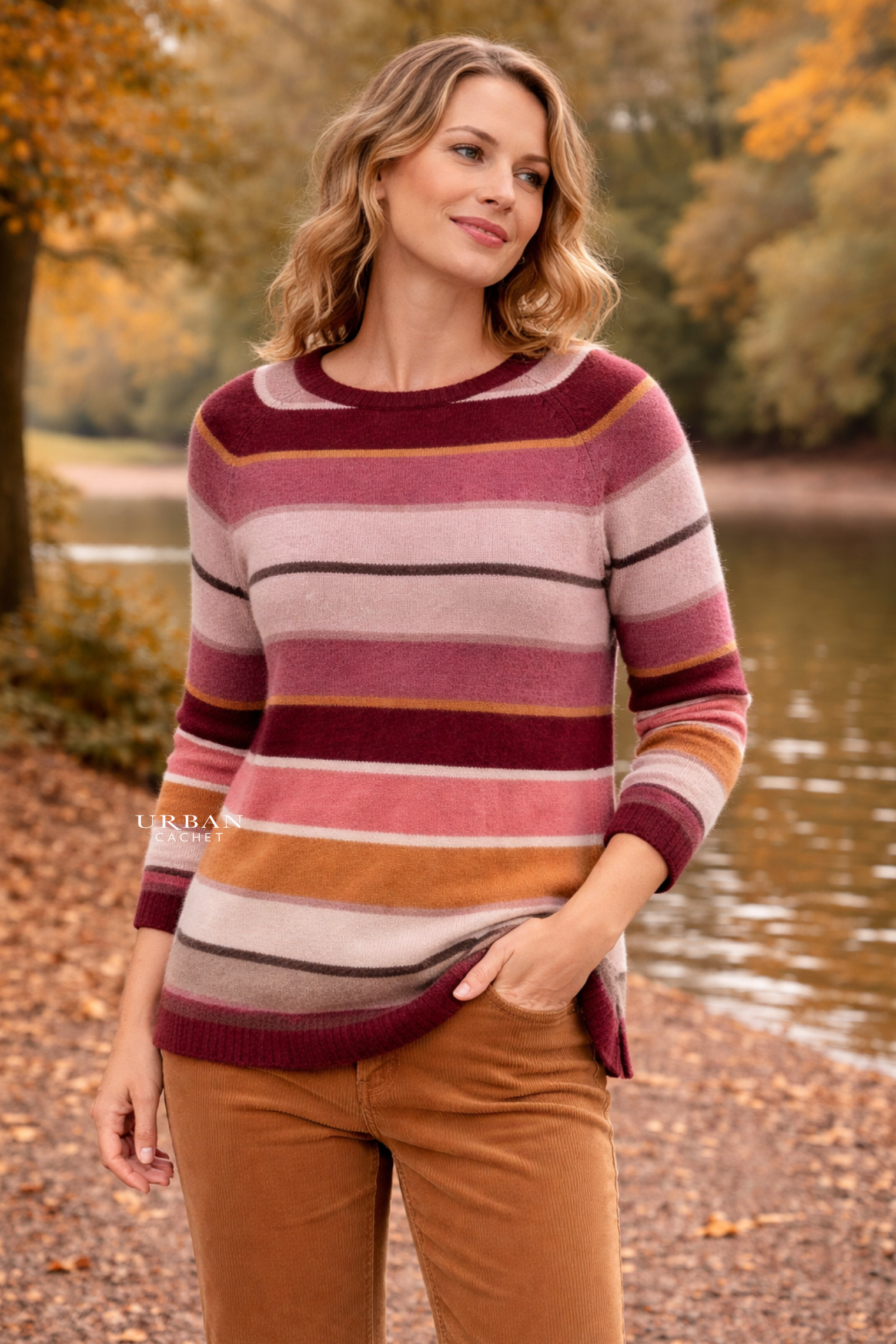 Mansted Denmark Aline Lambswool Stripe Crew in Spice