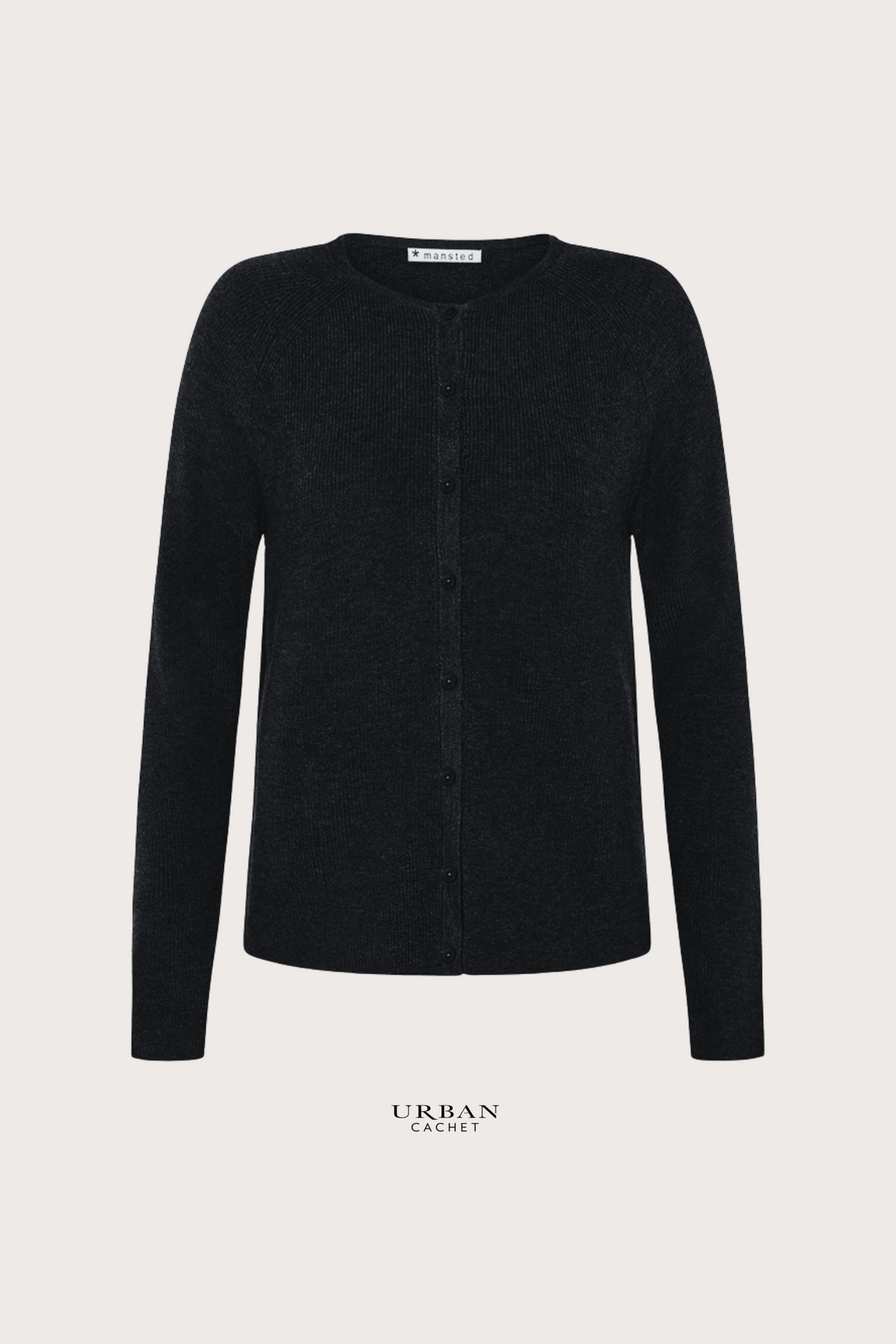 Mansted Denmark Ivory Raglan Cardi in Black
