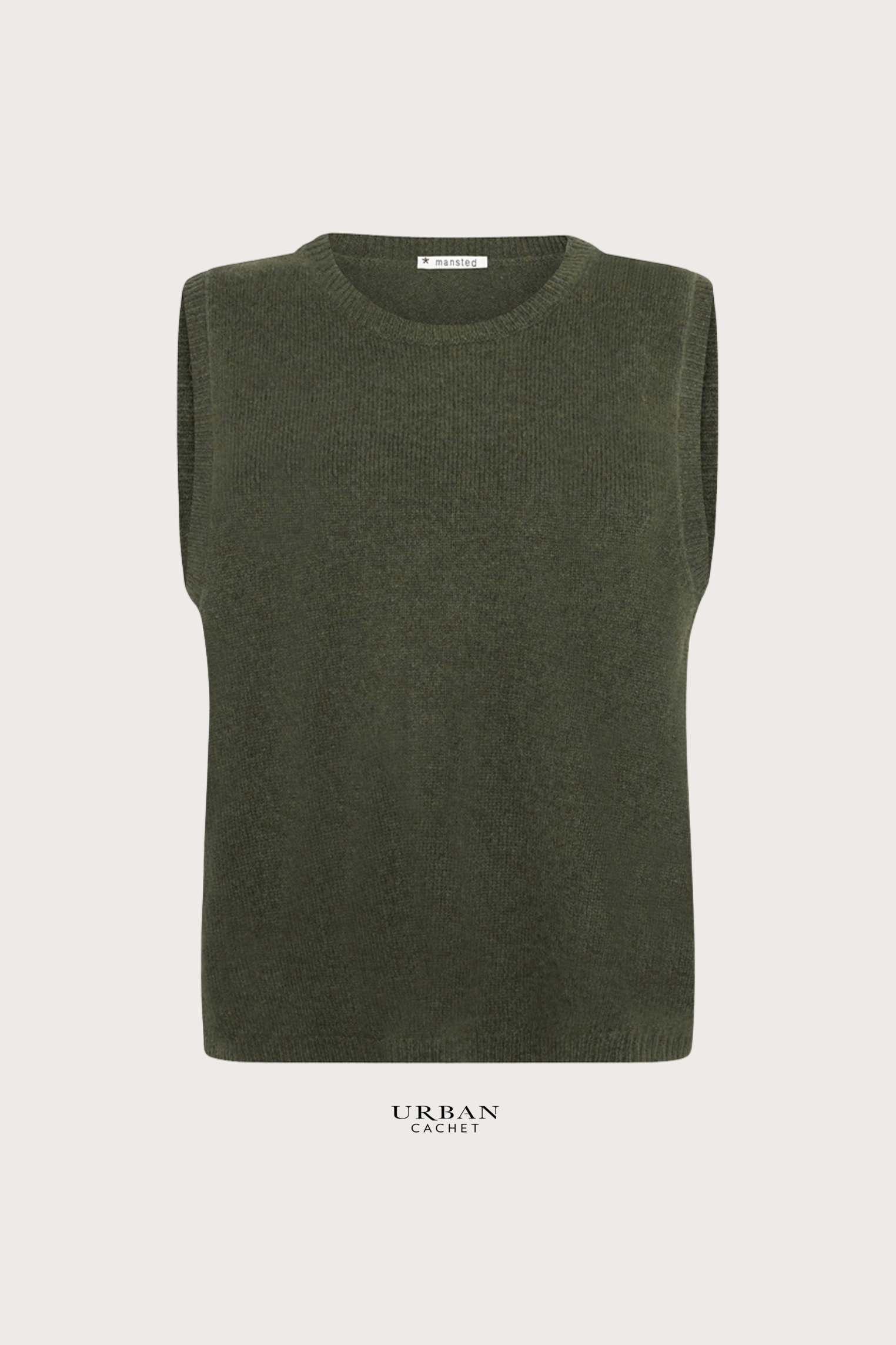 Mansted Denmark Mitos Lambswool Crew Vest in Forest