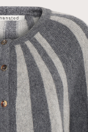 Mansted Denmark Cindel Lambswool Vertical Stripe Cardi in Mercury