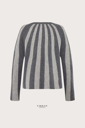 Mansted Denmark Cindel Lambswool Vertical Stripe Cardi in Mercury