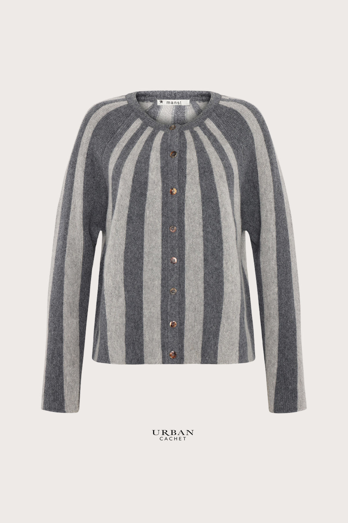 Mansted Denmark Cindel Lambswool Vertical Stripe Cardi in Mercury