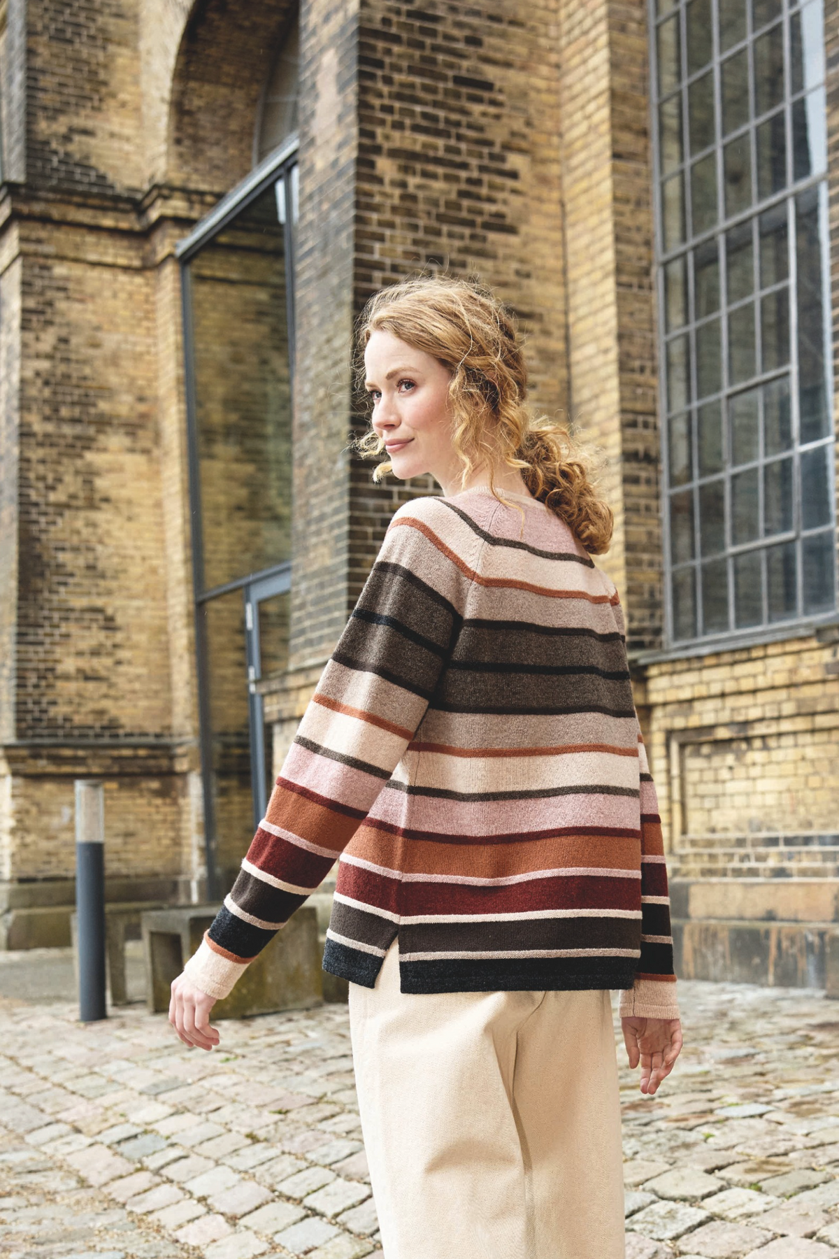 Mansted Denmark Aline Lambswool Stripe Crew in Cold Green