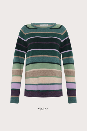 Mansted Denmark Aline Lambswool Stripe Crew in Cold Green