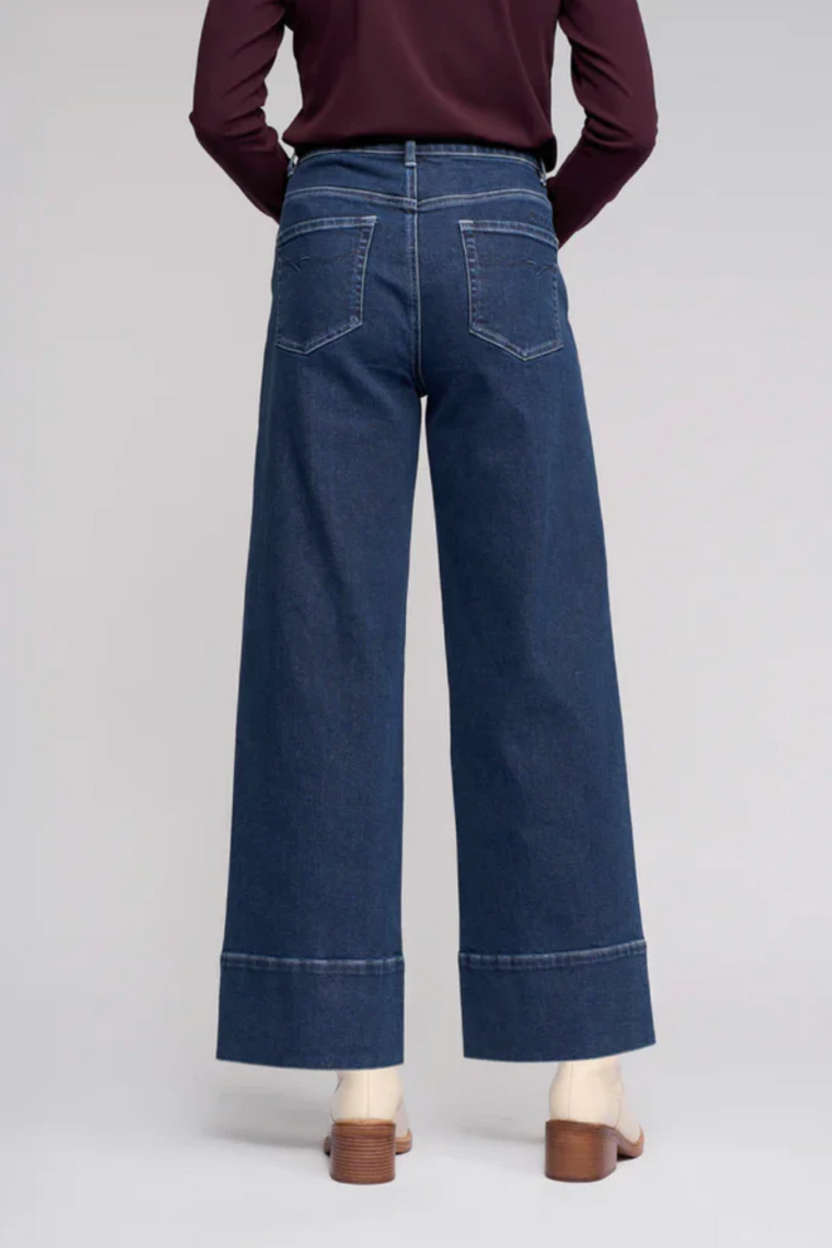 Vassalli Alley Wide Leg Ankle Grazer Jean in Dark Blue
