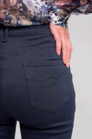Vassalli Column Pant Slim Leg Knit Denim Jean in Carbon