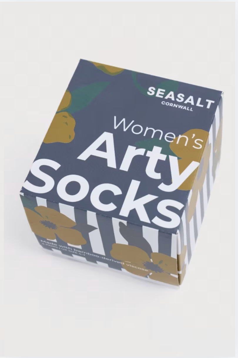 Seasalt Cornwall Gift Box of 4 Women's Arty Socks in Floral Astrantia Mix