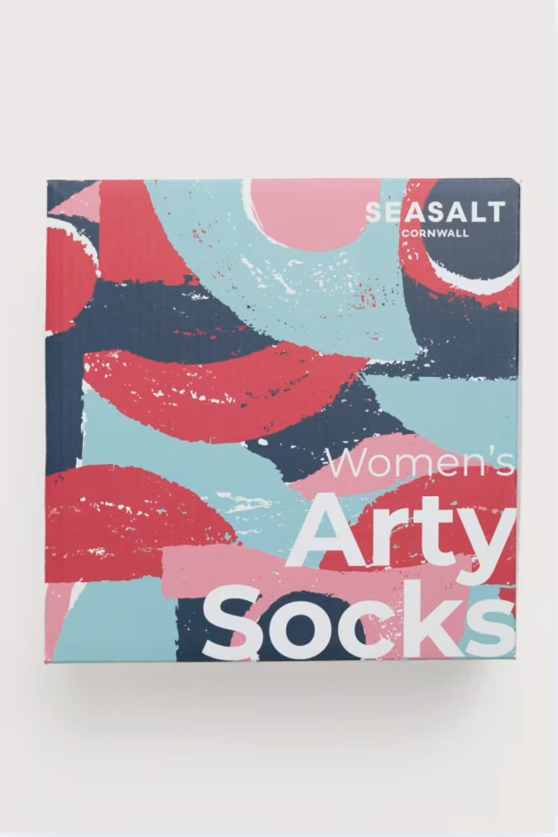Seasalt Cornwall Gift Box of 4 Women's Arty Socks Scenic in Signpost Mix