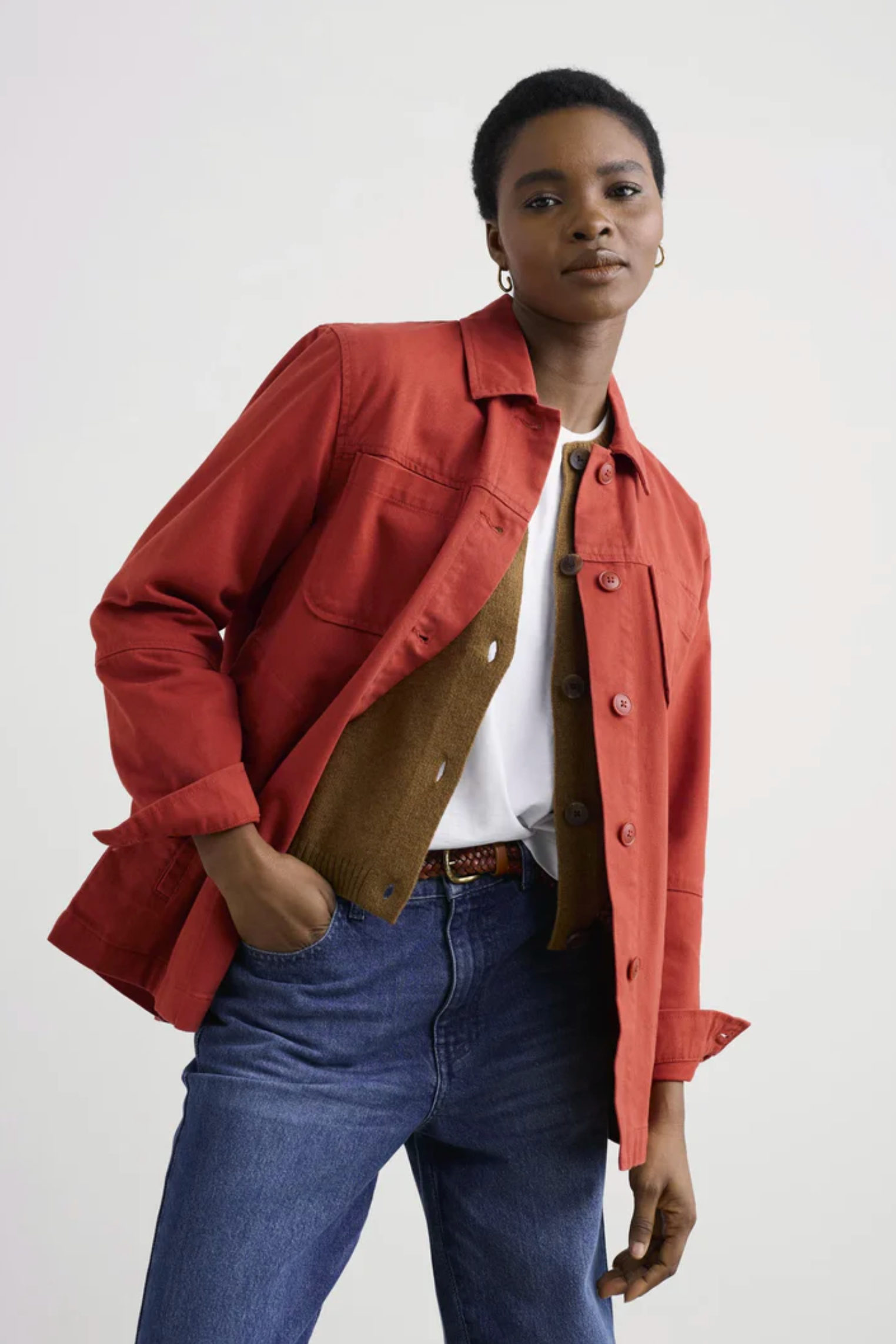 Seasalt Cornwall Long Field Jacket in Dark Cinnamon