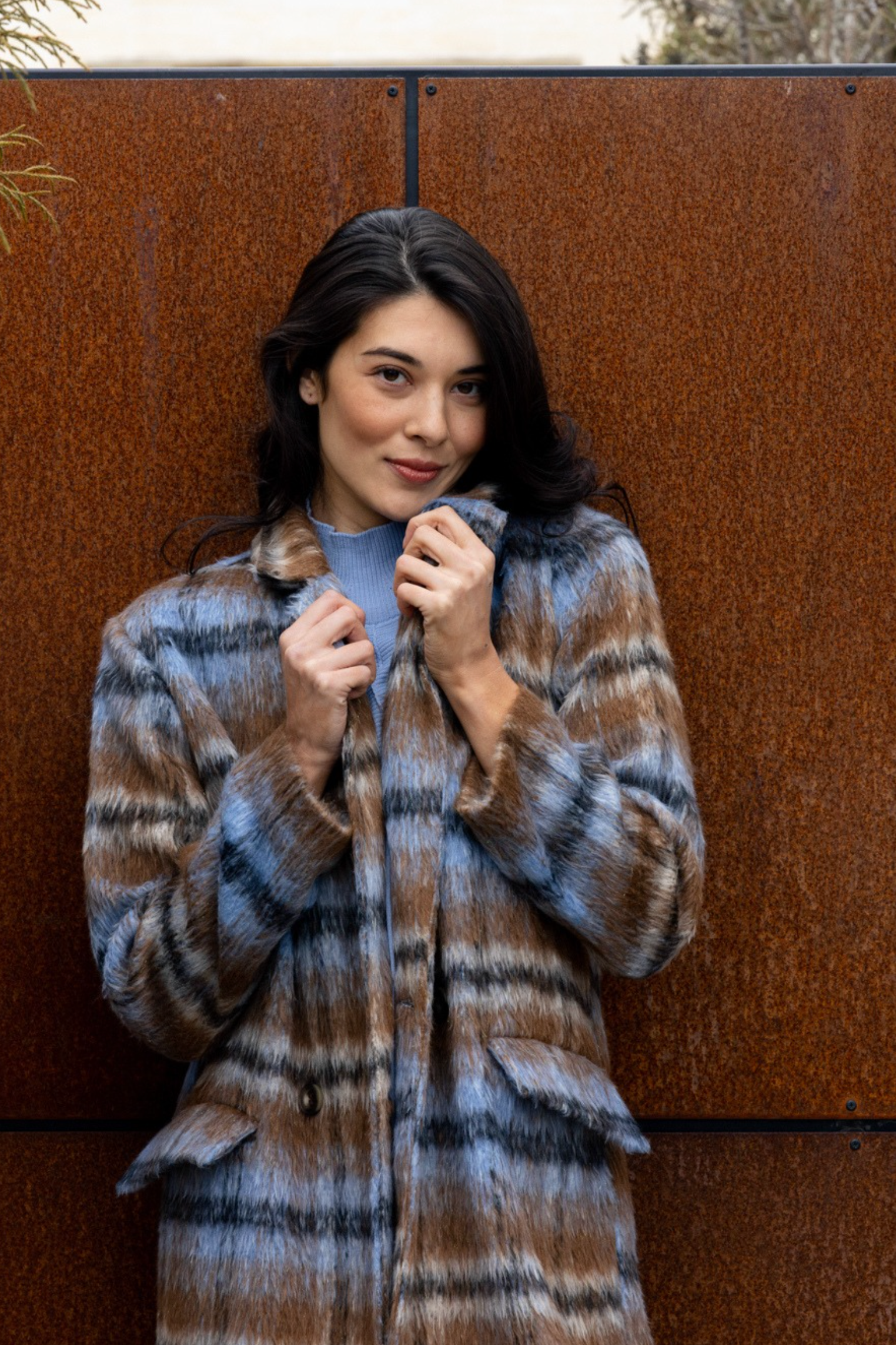 Foil Cover Story Coat in Toffee Check