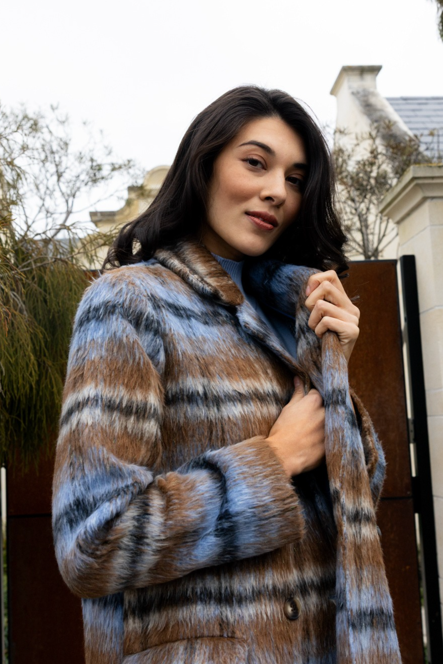 Foil Cover Story Coat in Toffee Check