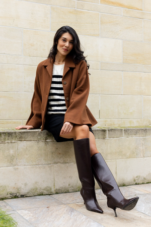 Foil Break Through Coat in Caramel