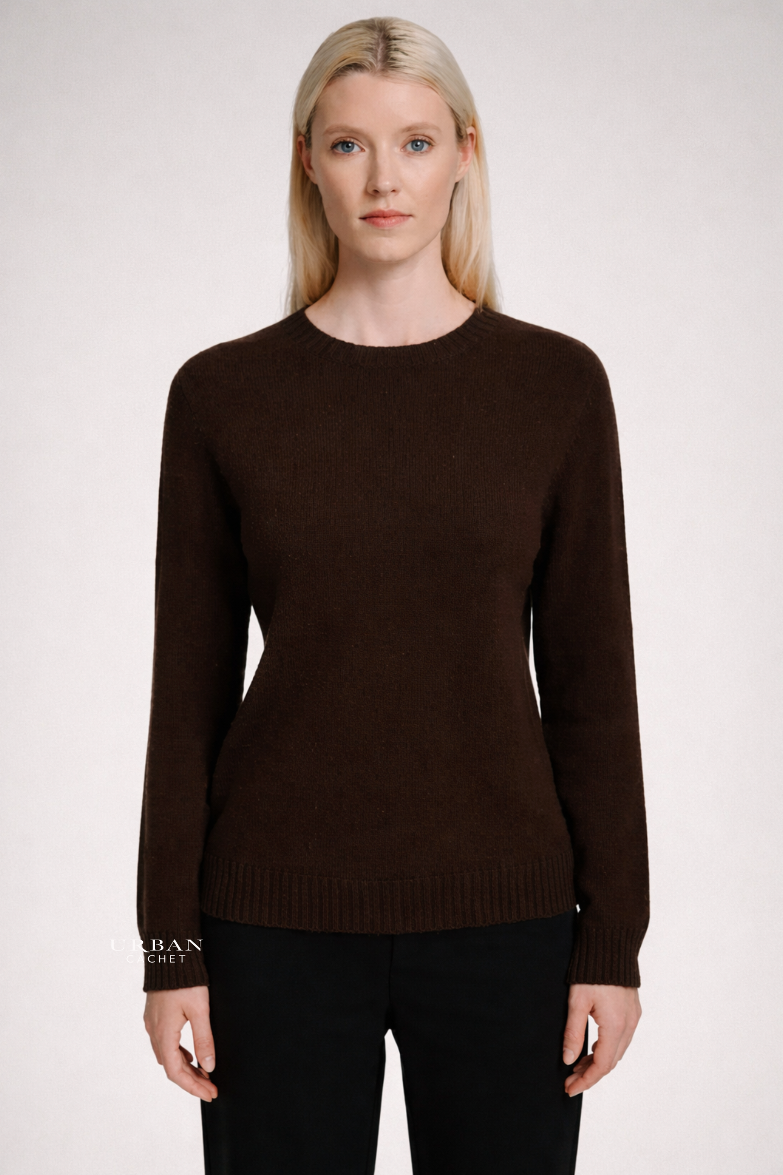 Stitch + Story Wool Classic Crew in Dark Brown