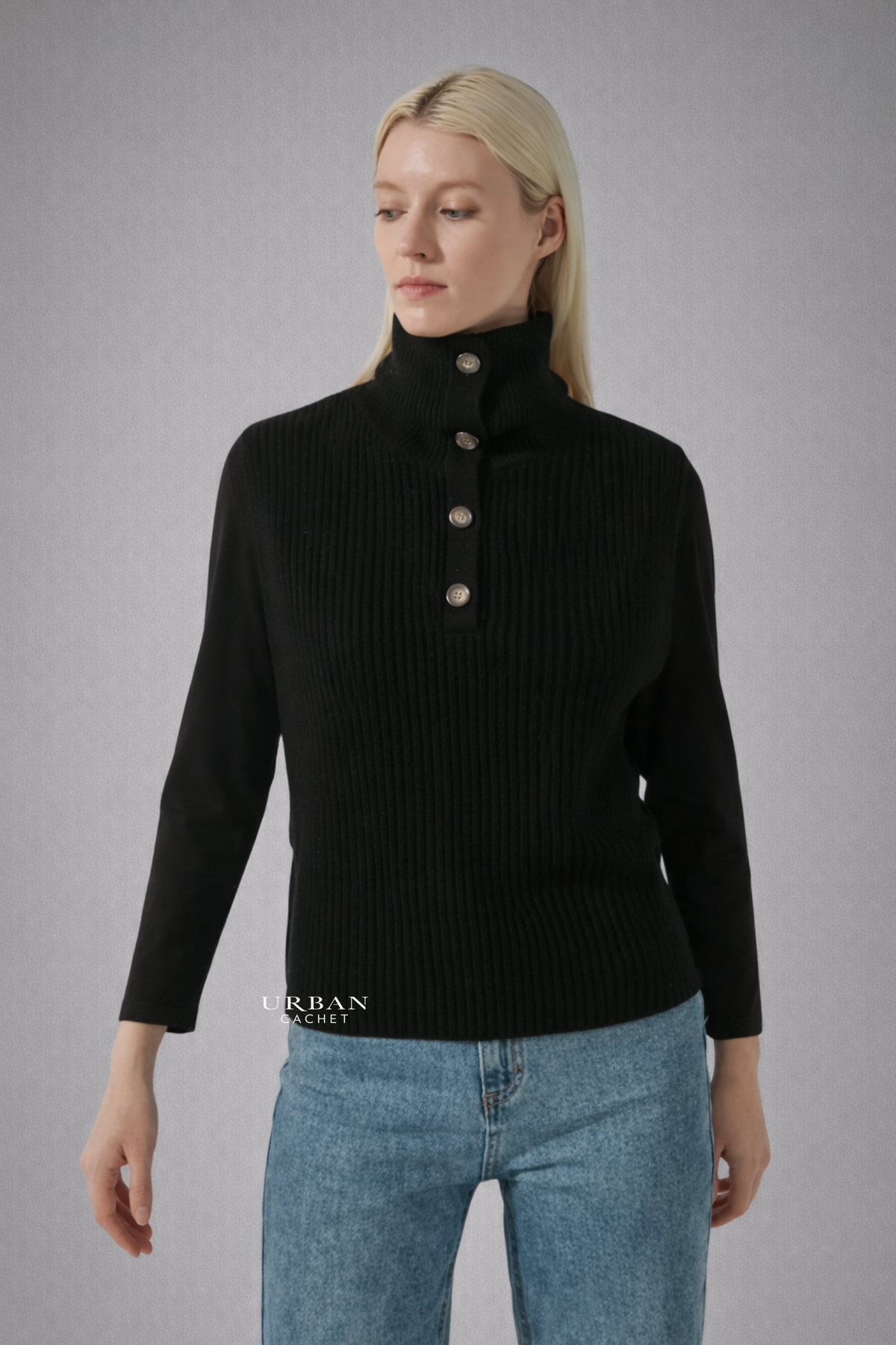 Stitch + Story Wool Popover Vest in Black