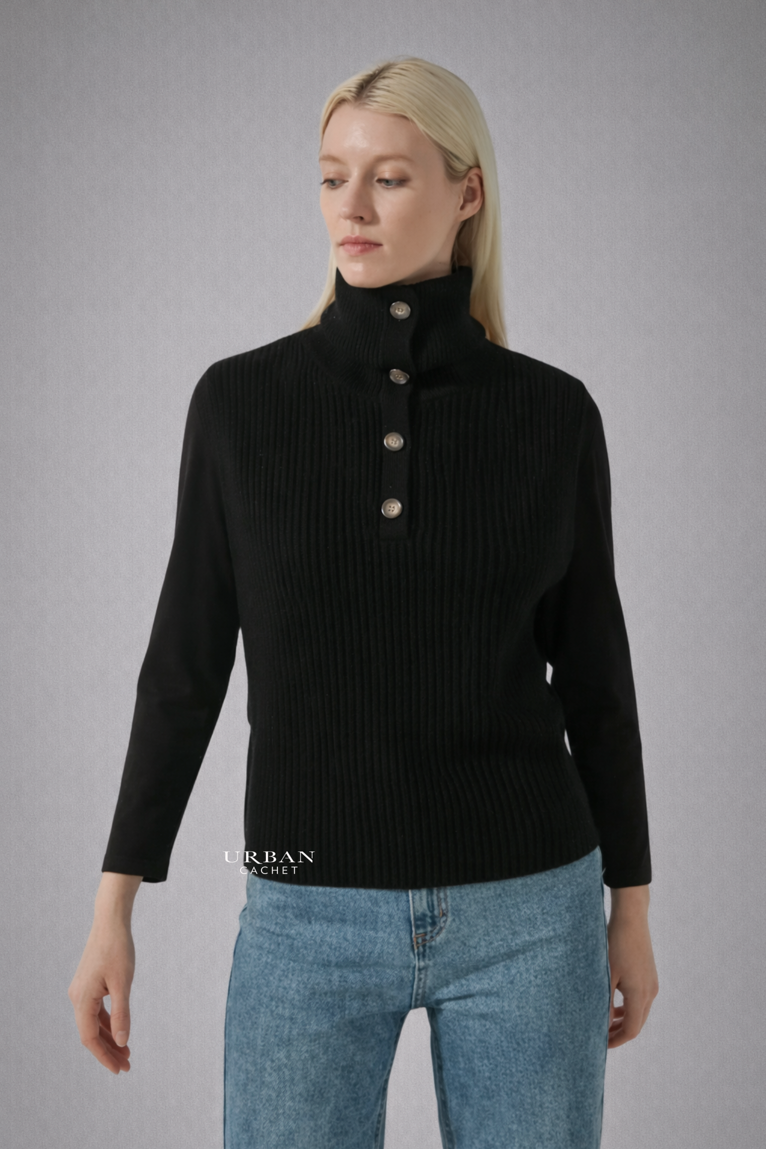 Stitch + Story Wool Popover Vest in Black