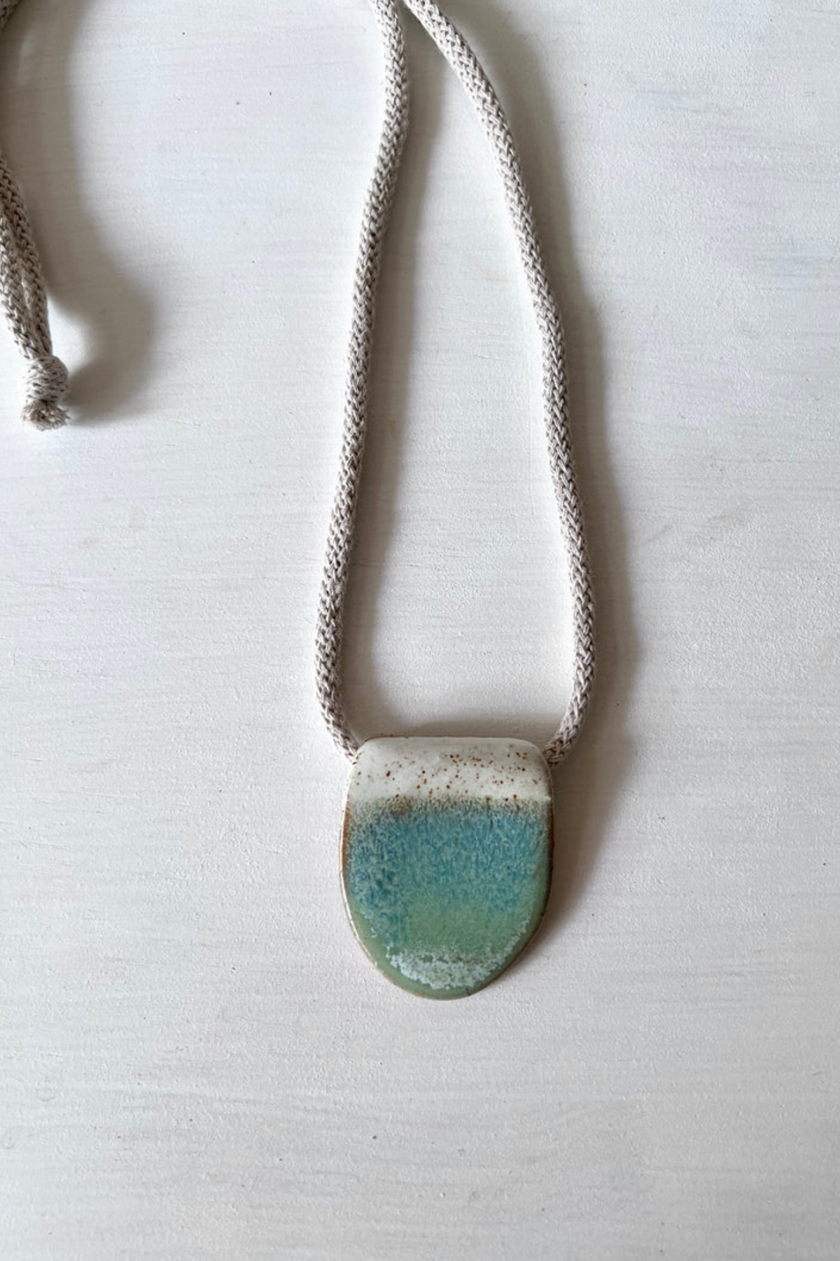 Woodfolk Natural Accessories Eucalyptus Half Oval Ceramic Necklace